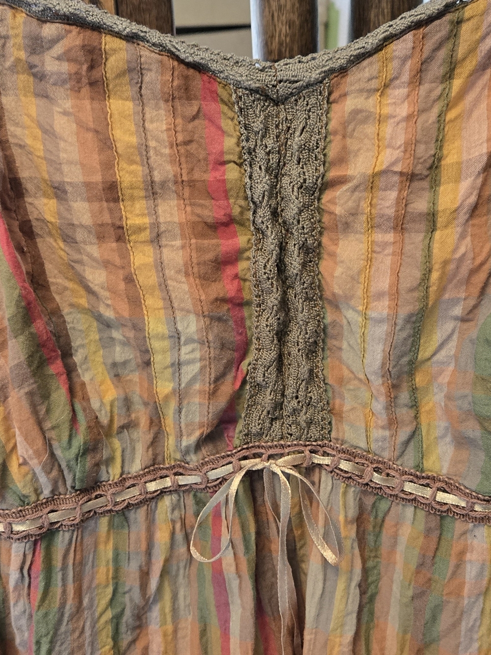 Motherhood Maternity Striped Spaghetti Strap Top in Tan, Green, Red - Picture 2 of 4